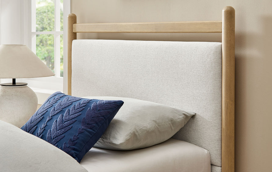 Flax Twin Size Platform Bed Frame in Light Oak Heathered Ivory