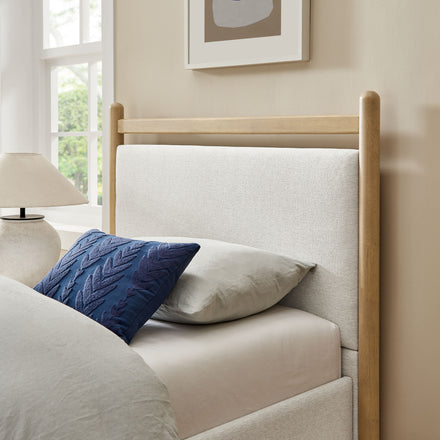 Ginny Twin Size Platform Bed Frame in Light Oak Heathered Ivory