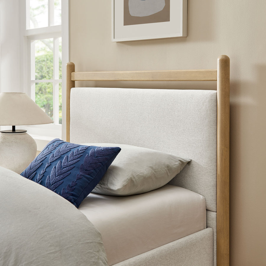 Flax Twin Size Platform Bed Frame in Light Oak Heathered Ivory