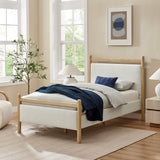 Flax Twin Size Platform Bed Frame in Light Oak Heathered Ivory