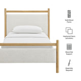 Flax Twin Size Platform Bed Frame in Light Oak Heathered Ivory
