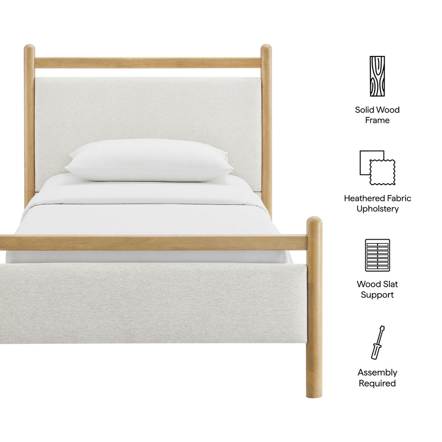 Flax Twin Size Platform Bed Frame in Light Oak Heathered Ivory