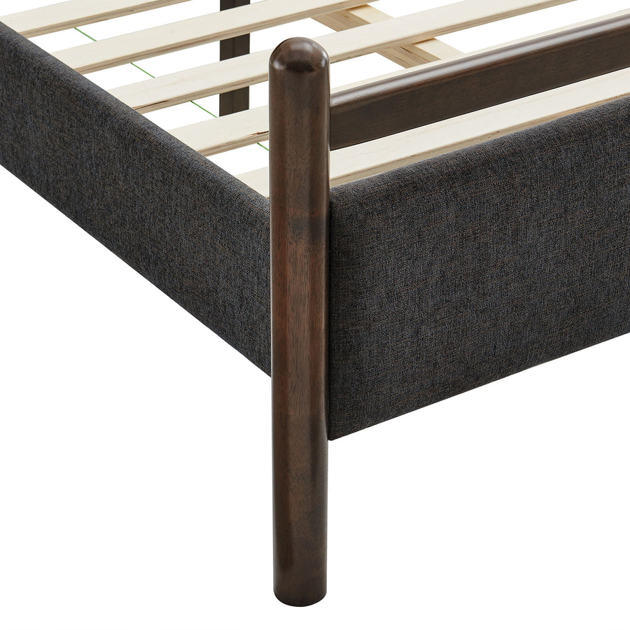 Flax Twin Size Platform Bed Frame in Wenge Heathered Dark Gray