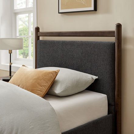 Ginny Twin Size Platform Bed Frame in Wenge Heathered Dark Gray
