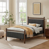 Flax Twin Size Platform Bed Frame in Wenge Heathered Dark Gray
