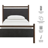 Flax Twin Size Platform Bed Frame in Wenge Heathered Dark Gray