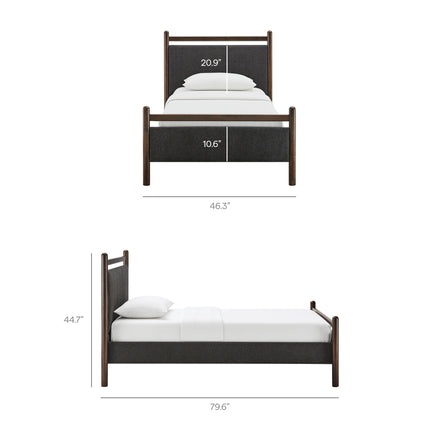 Ginny Twin Size Platform Bed Frame in Wenge Heathered Dark Gray
