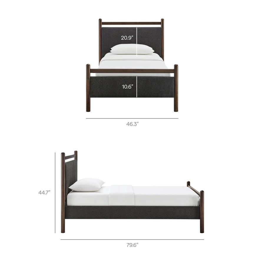 Flax Twin Size Platform Bed Frame in Wenge Heathered Dark Gray