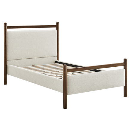 Ginny Twin Size Platform Bed Frame in Wenge Heathered Ivory