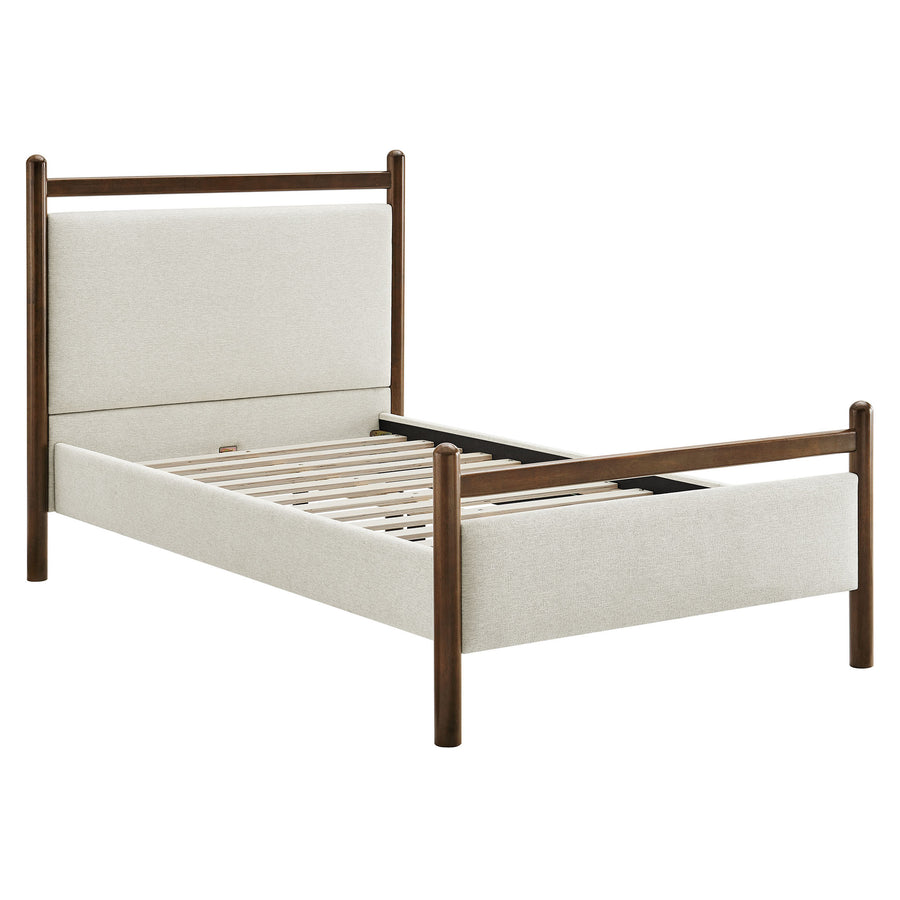 Flax Twin Size Platform Bed Frame in Wenge Heathered Ivory