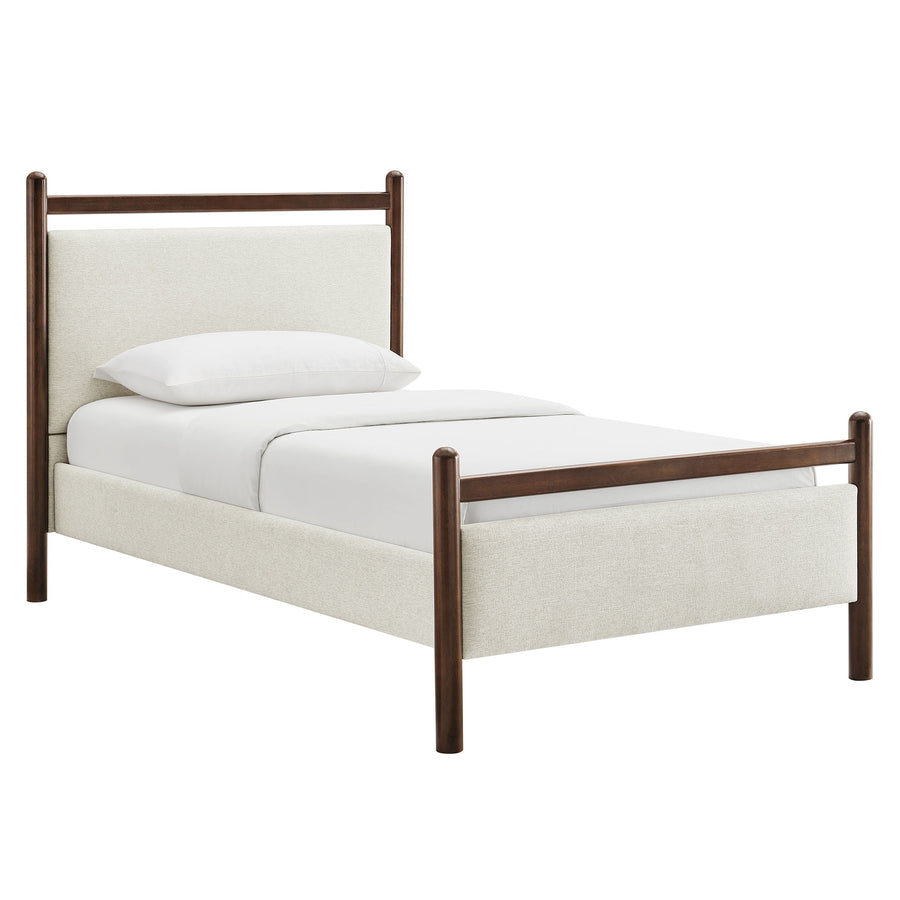 Flax Twin Size Platform Bed Frame in Wenge Heathered Ivory
