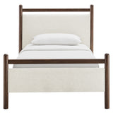 Flax Twin Size Platform Bed Frame in Wenge Heathered Ivory