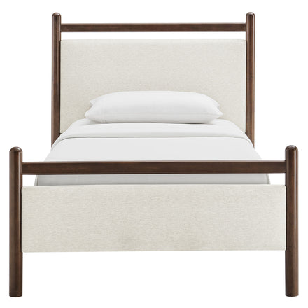 Ginny Twin Size Platform Bed Frame in Wenge Heathered Ivory