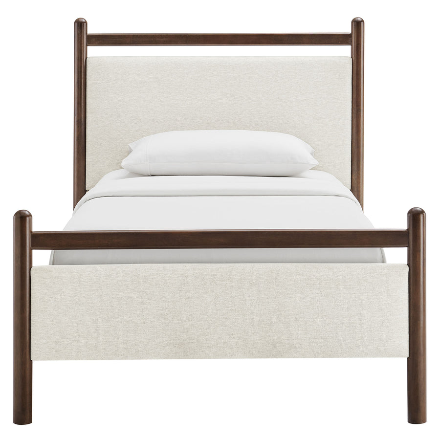Flax Twin Size Platform Bed Frame in Wenge Heathered Ivory
