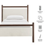 Flax Twin Size Platform Bed Frame in Wenge Heathered Ivory