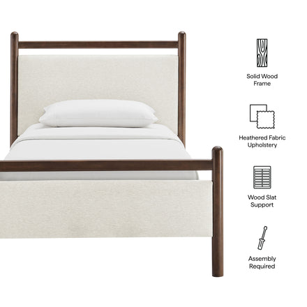 Ginny Twin Size Platform Bed Frame in Wenge Heathered Ivory