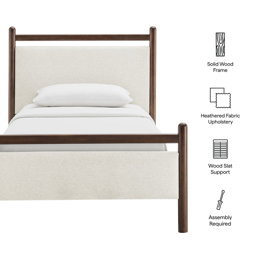 Flax Twin Size Platform Bed Frame in Wenge Heathered Ivory