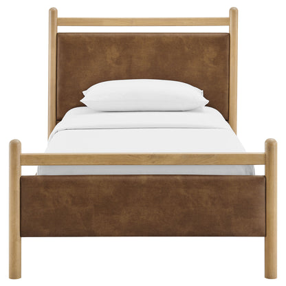 Ginny Twin Size Vegan Leather Platform Bed Frame by Furniture for America