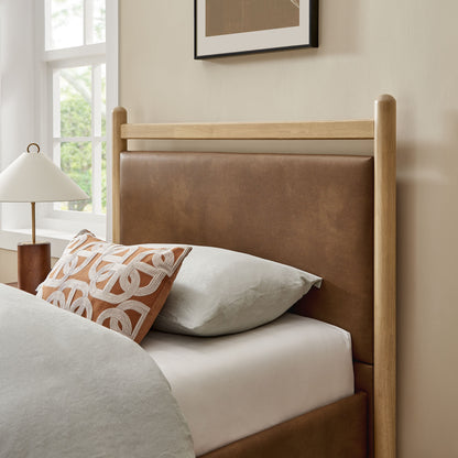 Ginny Twin Size Vegan Leather Platform Bed Frame by Furniture for America