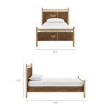Flax Twin Size Vegan Leather Platform Bed Frame in Light Oak Canyon