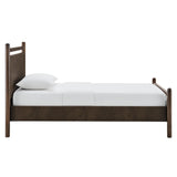 Flax Twin Size Vegan Leather Platform Bed Frame in Wenge Mushroom