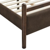 Flax Twin Size Vegan Leather Platform Bed Frame in Wenge Mushroom