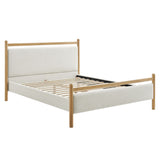 Flax Full Size Platform Bed Frame in Light Oak Heathered Ivory