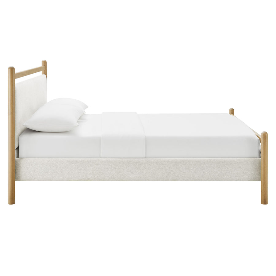 Flax Full Size Platform Bed Frame in Light Oak Heathered Ivory