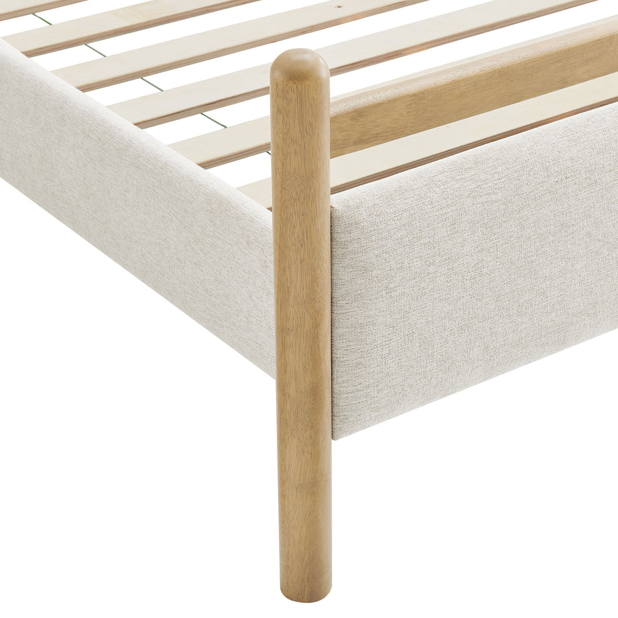 Flax Full Size Platform Bed Frame in Light Oak Heathered Ivory