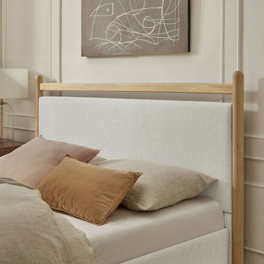 Flax Full Size Platform Bed Frame in Light Oak Heathered Ivory