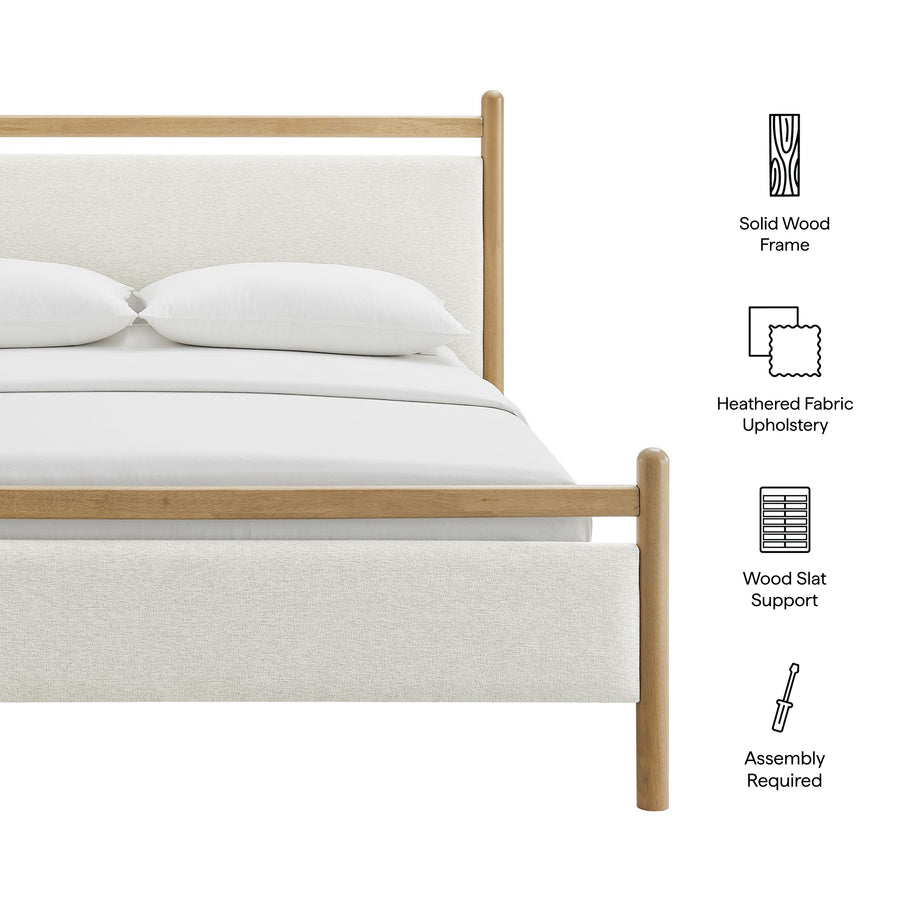 Flax Full Size Platform Bed Frame in Light Oak Heathered Ivory