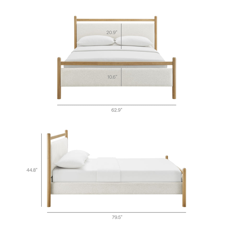 Flax Full Size Platform Bed Frame in Light Oak Heathered Ivory