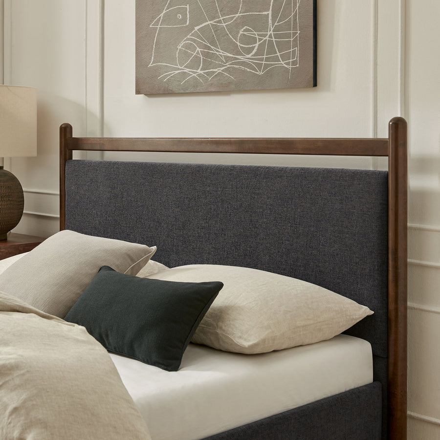 Flax Full Size Platform Bed Frame in Wenge Heathered Dark Gray