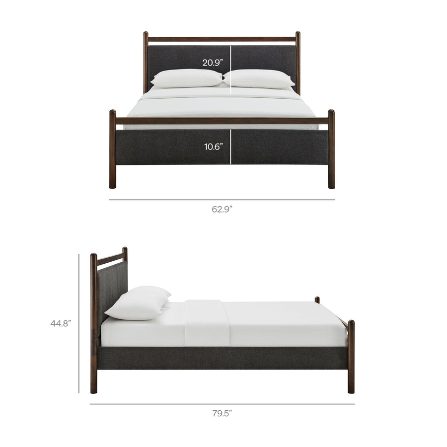 Flax Full Size Platform Bed Frame in Wenge Heathered Dark Gray