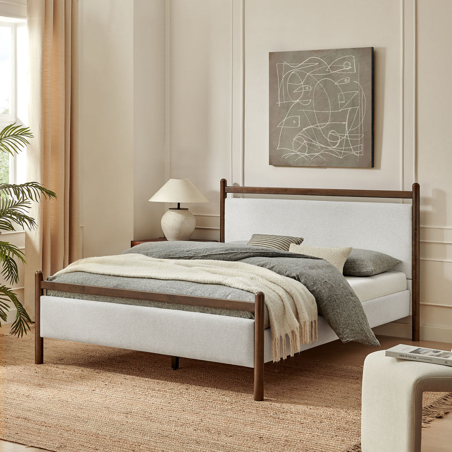 Flax Full Size Platform Bed Frame in Wenge Heathered Ivory