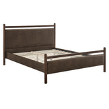 Flax Full Size Vegan Leather Platform Bed Frame in Wenge Mushroom