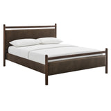 Flax Full Size Vegan Leather Platform Bed Frame in Wenge Mushroom