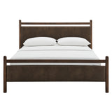 Flax Full Size Vegan Leather Platform Bed Frame in Wenge Mushroom