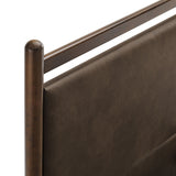 Flax Full Size Vegan Leather Platform Bed Frame in Wenge Mushroom