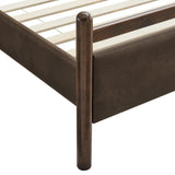 Flax Full Size Vegan Leather Platform Bed Frame in Wenge Mushroom