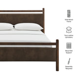 Flax Full Size Vegan Leather Platform Bed Frame in Wenge Mushroom