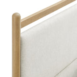 Flax Queen Size Platform Bed Frame in Light Oak Heathered Ivory