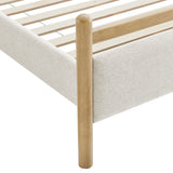 Flax Queen Size Platform Bed Frame in Light Oak Heathered Ivory