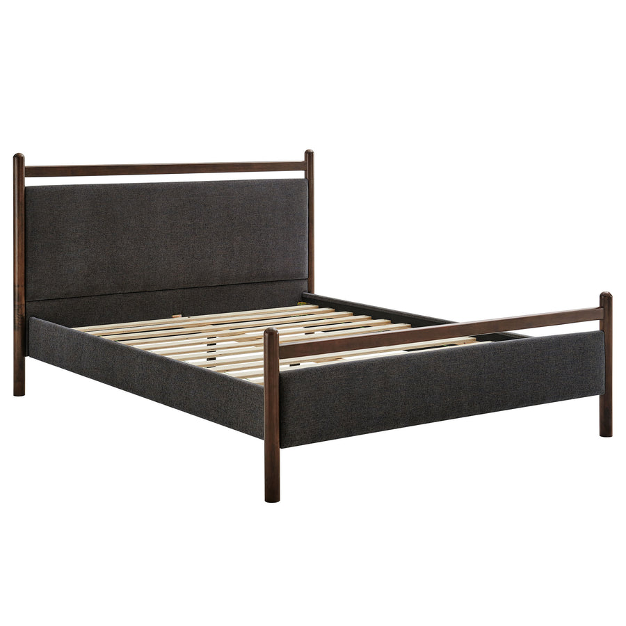 Flax Queen Size Platform Bed Frame in Wenge Heathered Dark Gray
