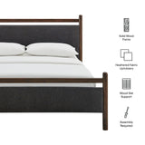 Flax Queen Size Platform Bed Frame in Wenge Heathered Dark Gray