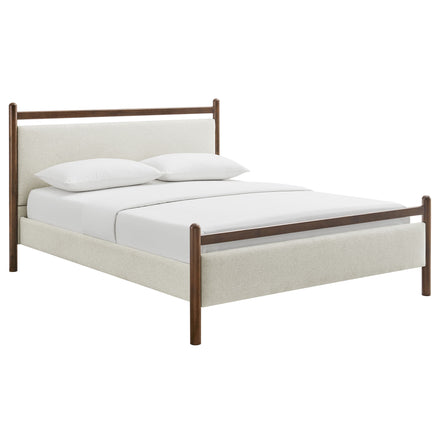 Ginny Queen Size Platform Bed Frame in Wenge Heathered Ivory