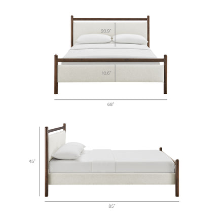 Ginny Queen Size Platform Bed Frame in Wenge Heathered Ivory