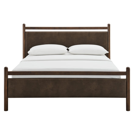 Ginny Queen Size Vegan Leather Platform Bed Frame in Wenge Mushroom