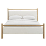 Flax King Size Platform Bed Frame in Light Oak Heathered Ivory