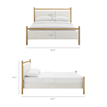 Ginny King Size Platform Bed Frame in Light Oak Heathered Ivory